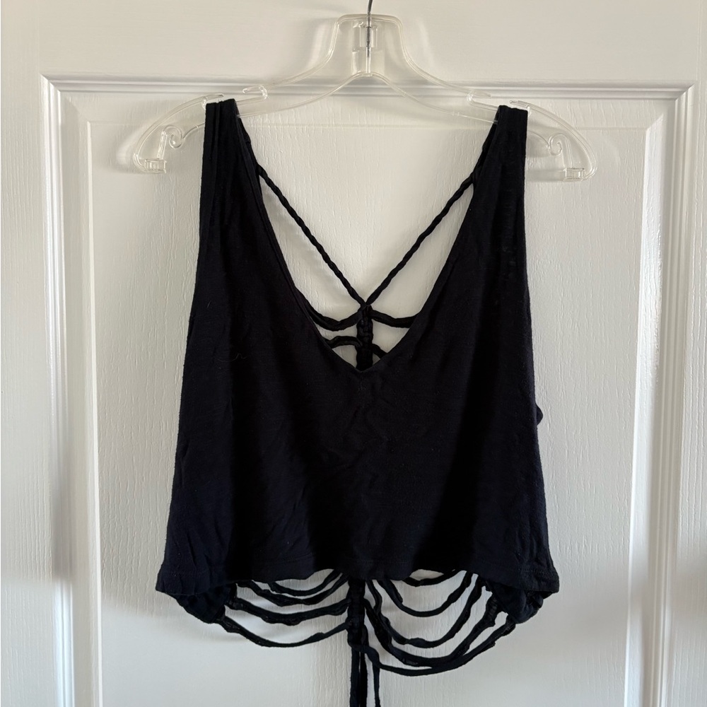 Black Strappy Women's Sparkle & Fade Crop Top